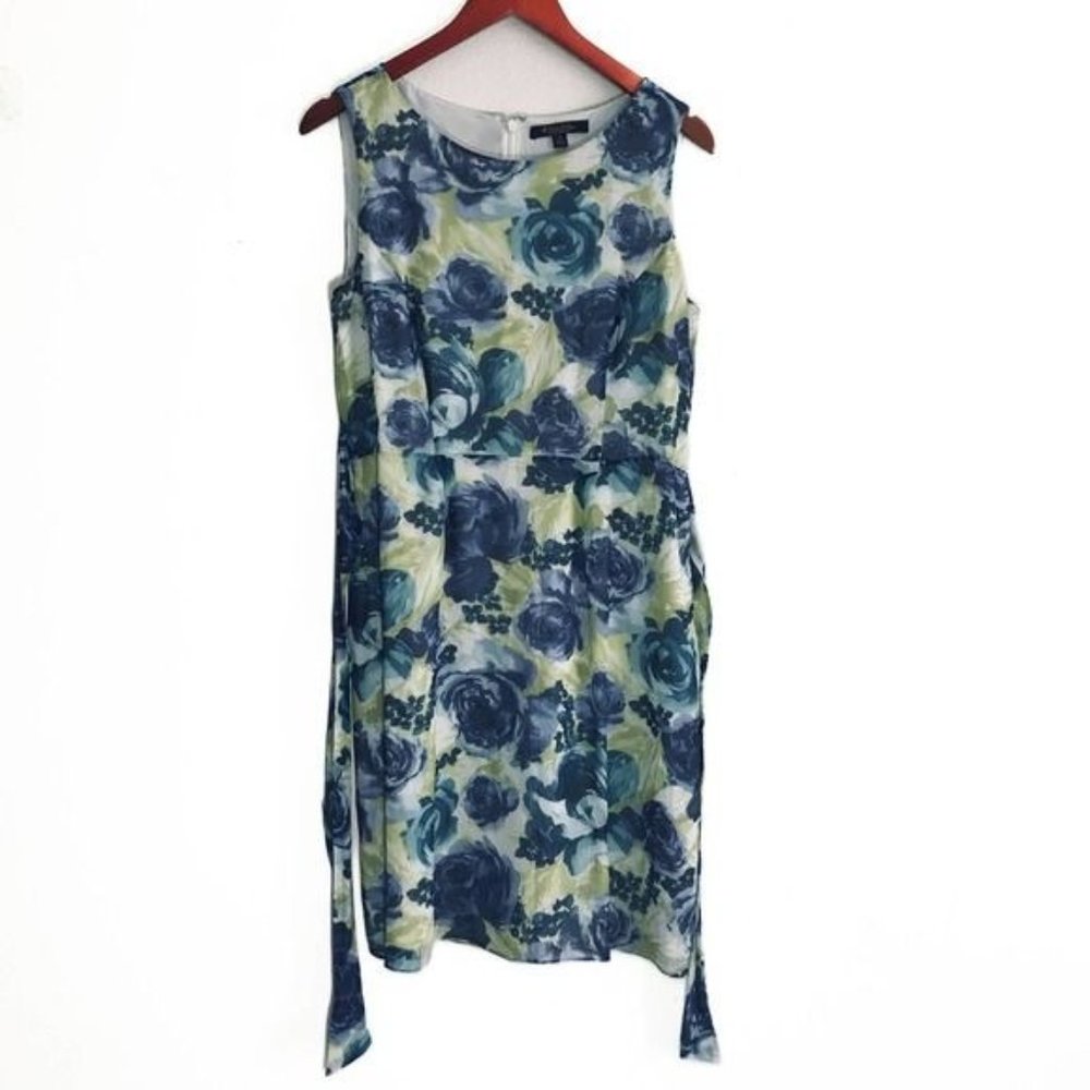 BROOKS BROTHERS Silk Sleeveless Watercolor Floral Dress Size 8
